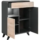 AEA Wohnzimmer Set Wandregal TV-Ständer Holzmöbel 2x Vitrine Wohnwand