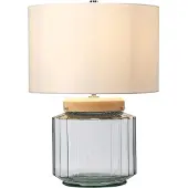 Elstead Lighting LED Tafellamp Luga | 1X E27 Max 60W | Metalwork Polished Nickel - Glassware Clear/Natural - Wood Light