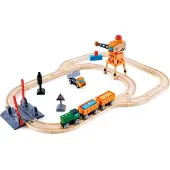 Hape -treinbaan- hout- magneetkraan- 34 delig
