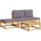 vidaXL 4-delige Loungeset met kussens massief acaciahout