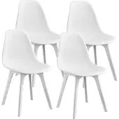 En.casa 4 design stoelen, wit, eetkamerstoel, kunststof, Scandinavisch design, set []