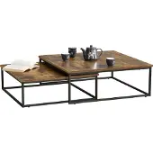 En.casa Salontafel Haninge set van 2 zwart en houtkleurig