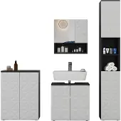 Vicco Badkamermeubelset Edge Zwart 4-delig, Model 40567