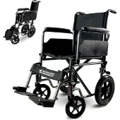 Mobiclinic S230 - Rolstoel - Voor volwassenen - Opvouwbare Rolstoel - Transportrolstoel - Opklapbaar - Voetsteunen - Armleuningen - Zwart - Zitting 40 cm