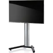VCM Stadino Mini TV-meubel met V-voet en 1 glazen legger, Zilverkleurig.