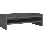 vidaXL Monitorstandaard 50x24x16 cm massief grenenhout grijs