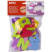 APLI , letters van EVA-rubber, 50 mm, diverse kleuren - 104 stuks