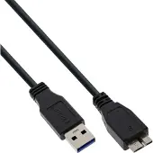 InLine USB Micro naar USB-A kabel - USB3.0 - tot 0,9A / zwart - 5 meter