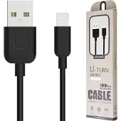 Usams U-Turn Serie - Lightning Kabel - 1m - Snel Opladen - Zwart
