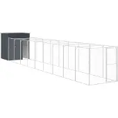 vidaXL Hondenhok met ren 165x1067x181 cm staal antraciet