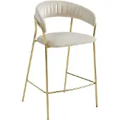 Leobert Barkruk - - Badia - Beige fluweel / Goudkleurige poten