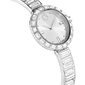 Swarovski matrix quartz zilver dames horloge met witte wijzerplaat & roestvrij stalen band