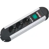 Bachmann PRIMO stekkerdoos 3x geaard contact, aluminium, met schakelaar, 1,75 m
