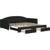 vidaXL Slaapbank met onderschuifbed en lades 100x200 cm stof zwart