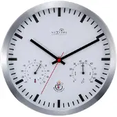 Nextime - 90513WI - Wandklok met weerstation - 25cm - zilver - radio