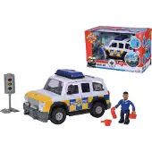 Simba Brandweerman Sam politieauto speelgoed met speelfiguur Malcolm.
