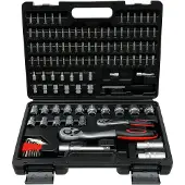 Bgs Dopsleutel + dopmoer, Dopsleutelset asprofiel Aandrijving 6,3 mm (1/4") / 12,5 mm (1/2") 115 st.