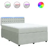 Syfax Boxspring met matras fluweel lichtgrijs 140x190 cm