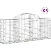 vidaXL Schanskorven 5 st gewelfd 200x30x80/100 cm gegalvaniseerd ijzer