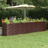 Prolenta Maison Exclusive - Verhoogd plantenbak, verzinkt staal, 332x40x68 cm, bruin