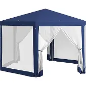 Outsunny Pavillon Metall, Polyester Blau