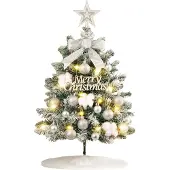 Nikcorp Kunstkerstboom, 60 cm, met LED-verlichting en kerstballen. Mini-dennenboom