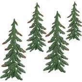 Nikcorp Kerstdecoratie, metalen kerstbomen, 4 stuks, groen