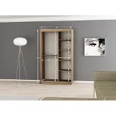 Minio Kledingkast 120 cm, model ELYPSE, wit mat / Sonoma eikenhout