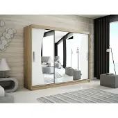 Minio Garderobe 250 cm, model WAVE, Sonoma eikenhout/wit