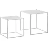 HOMCOM salontafel set - set van 2 tafel - staal - wit