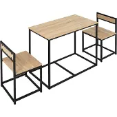 HOMCOM -Essgruppe-Spanplatte, Metall-90L x 47B x 76H cm-Eiche