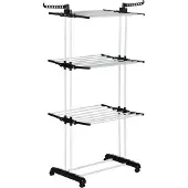 HOMCOM -Wäscheständer-Stahl, Kunststoff-73L x 64B x 177H cm-Schwarz