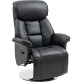HOMCOM -Relaxsessel-Kunstleder, Stahl-78L x 80B x 109H cm-Schwarz