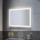 Sonni Badspiegel met LED-verlichting, 80x60 cm. Badkamerspiegel, wandspiegel, spiegel met verlichting