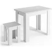 Vicco Roman Eettafel met stoel – 90 x 60 cm Wit