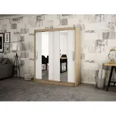 Minio Kledingkast, 200 cm, model POLE, Sonoma eikenhout/mat wit