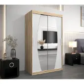Minio Kledingkast 120 cm, model ELYPSE, Sonoma eikenhout / mat wit