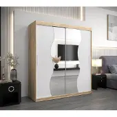 Minio Kledingkast 180 cm, model MADRYT, Sonoma eikenhout/wit