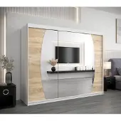 Minio Garderobekast, 250 cm, ELYPSE, mat wit / Sonoma eikenhout