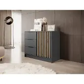 Minio , dressoir "NELLY", 105 cm, kleur: grafiet/gebeitste eik