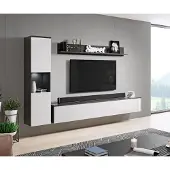 Minio , wandmeubel, 3-delig, met LED-verlichting, model "PARMA", kleur Matera/wit