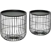 HOMCOM bijzettafel - set - staal - zwart