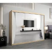 Minio Garderobekast 250 cm, model MONACO, Sonoma eikenhout/wit