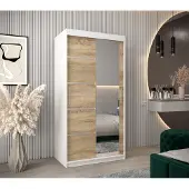 Minio Kledingkast 100 cm, model VERONA 2, wit/sonoma