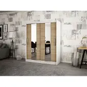 Minio Garderobekast, 200 cm, kleur: wit mat / Sonoma eikenhout