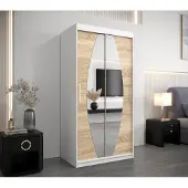 Minio Kledingkast 100 cm, model ELYPSE, wit mat / Sonoma eikenhout