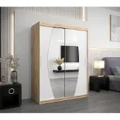 Minio Kledingkast 150 cm, model ELYPSE, Sonoma eikenhout / mat wit
