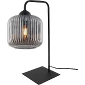 Light11 HOME RIFFLE tafellamp, zwart, met platte, grijze lampenkap, cilindrisch, fitting E27