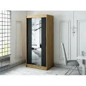 Minio Kledingkast, 100 cm, LOTO T1, mat zwart / Artisan-eikenhout