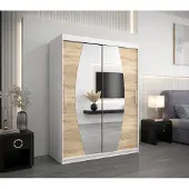 Minio Kledingkast 150 cm, model ELYPSE, wit mat / Sonoma eikenhout